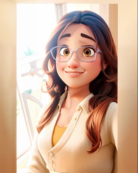 Uma mulher morena estilo Disney Pixar, alta qualidade, melhor qualidade