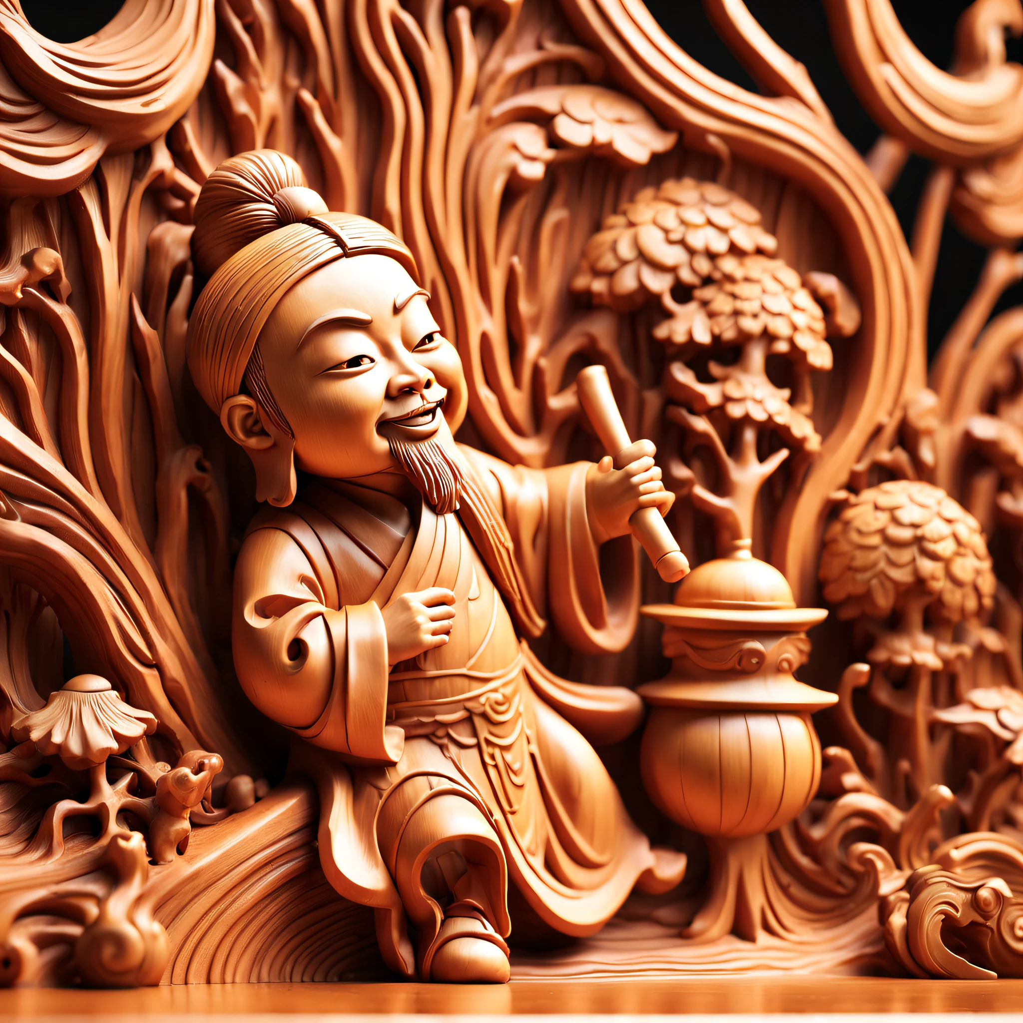 Wood carving Leather Show,rosewood,Smooth surface,(full_Body), Light -  SeaArt AI