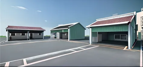there are two buildings with a parking lot in front of them, perspective view, 3 d perspective, 3 d rendering, 3d rendering, 3 - d render, digital rendering, 3 d renders, render 3 d, 3/4 view realistic, rendering, detailed rendering, front perspective, con...