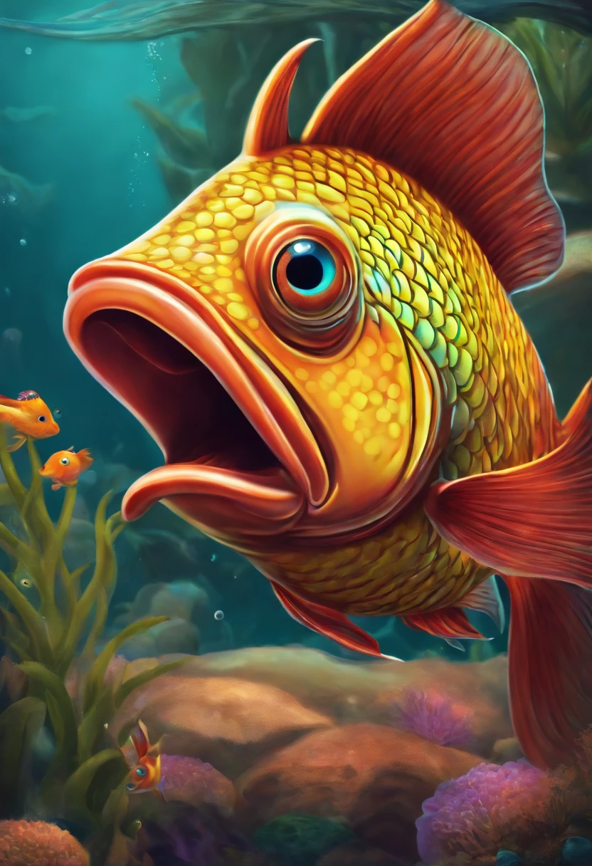 A close up of a fish with a big mouth and a fishy face - SeaArt AI