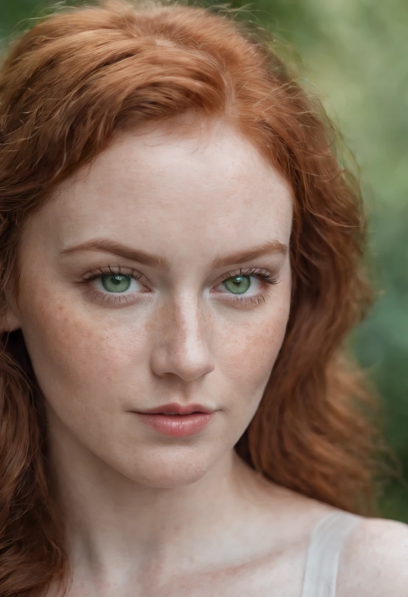 A close up of a woman with red hair and green eyes - SeaArt AI