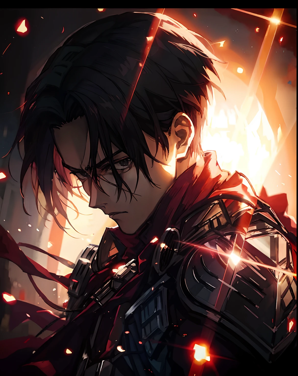 Levi Ackerman Gesicht. Angriff auf Titan Anime-Serie 8k