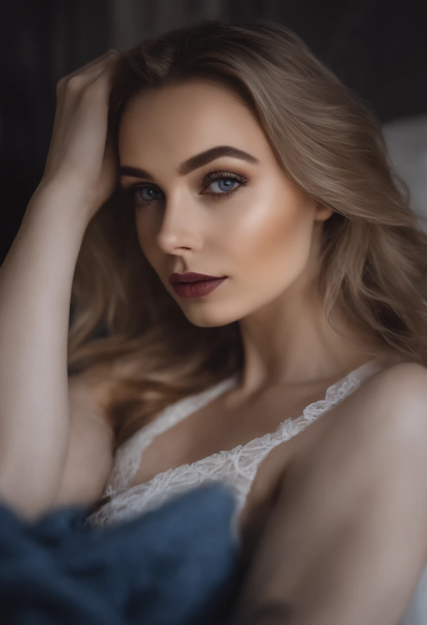 Femme française complètement , chica sexy con ojos azules, ultra réaliste, Méticuleusement détaillé, retrato sophie mudd, cabello rubio y ojos grandes, Selfie de una mujer joven, Yeux de chambre, Violeta Myers, sin maquillaje, Maquillaje natural, Mirando directamente a la cámara, Cara con Artgram, maquillaje sutil, Impresionante foto de cuerpo entero arrodillado en la cama., dans la chambre, Busto de tamaño mediano a grande para razas mixtas