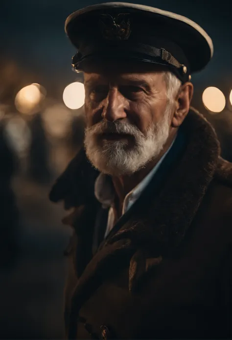 Award-winning portrait photo of a man, of an old screaming sailor in a ...