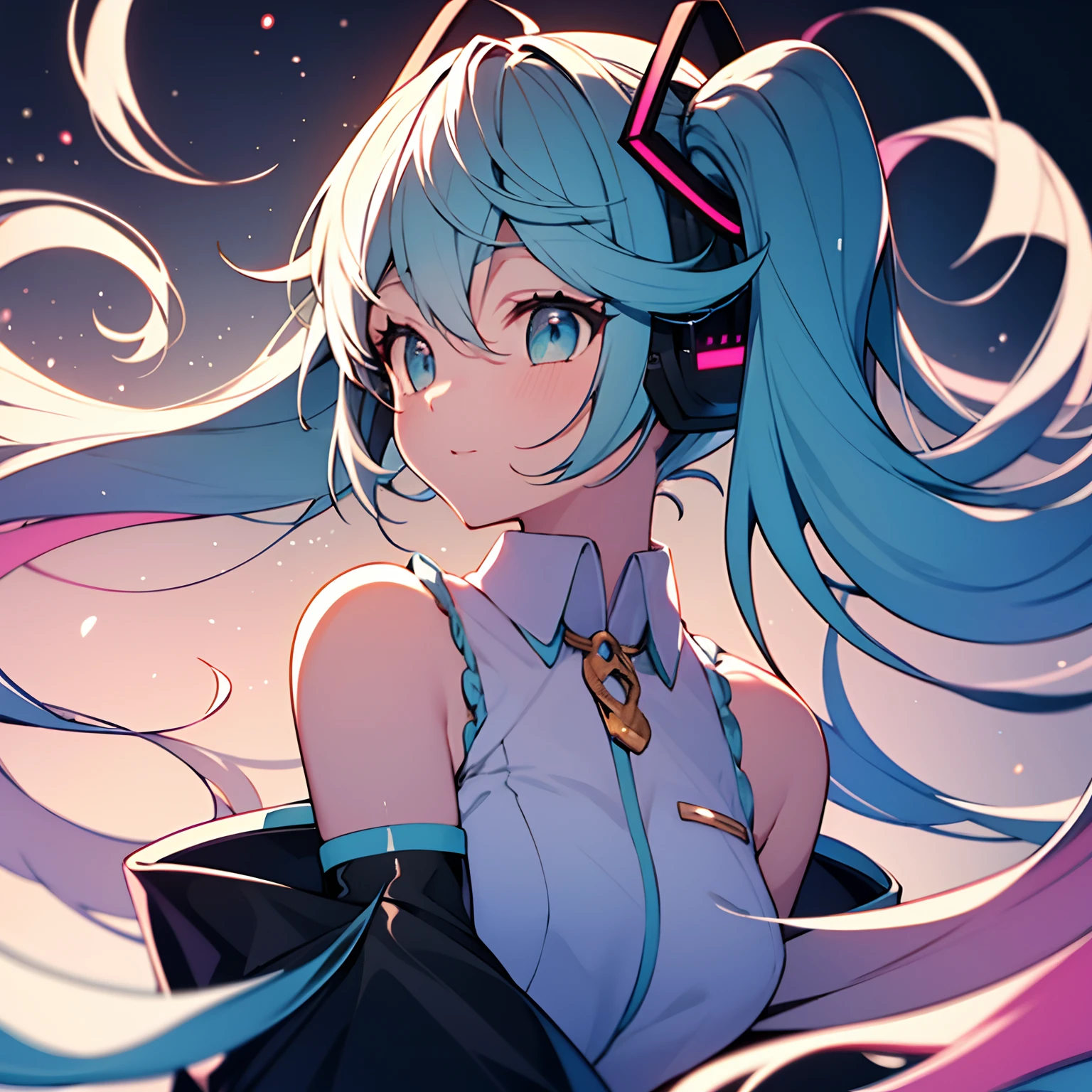 블루와 핑크、앨범 아트、공상、풍부한、눈길을 끌다、세련된、miku hatsune