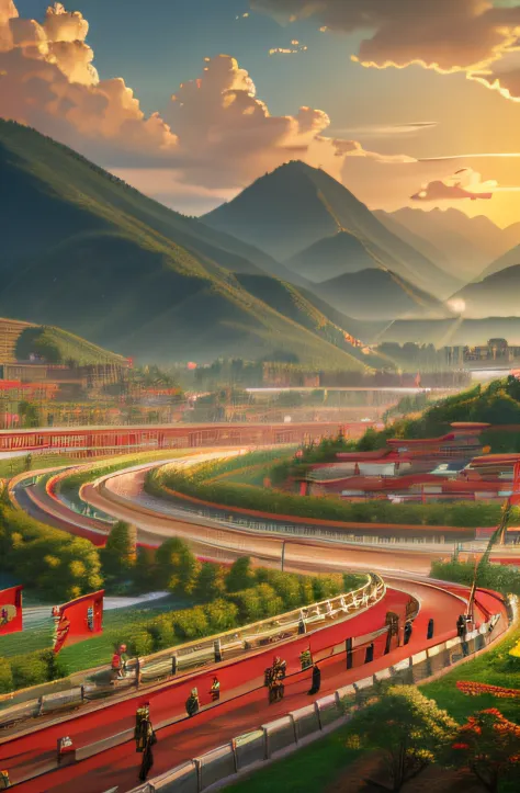 (best quality,4k,8k,highres,masterpiece:1.2),ultra-detailed,(realistic,photorealistic,photo-realistic:1.37),outstanding socialist,hardworking,harmonious labor notes,victory of the Chinese countryside,echoing the red flag,people's prosperity and happy life,...