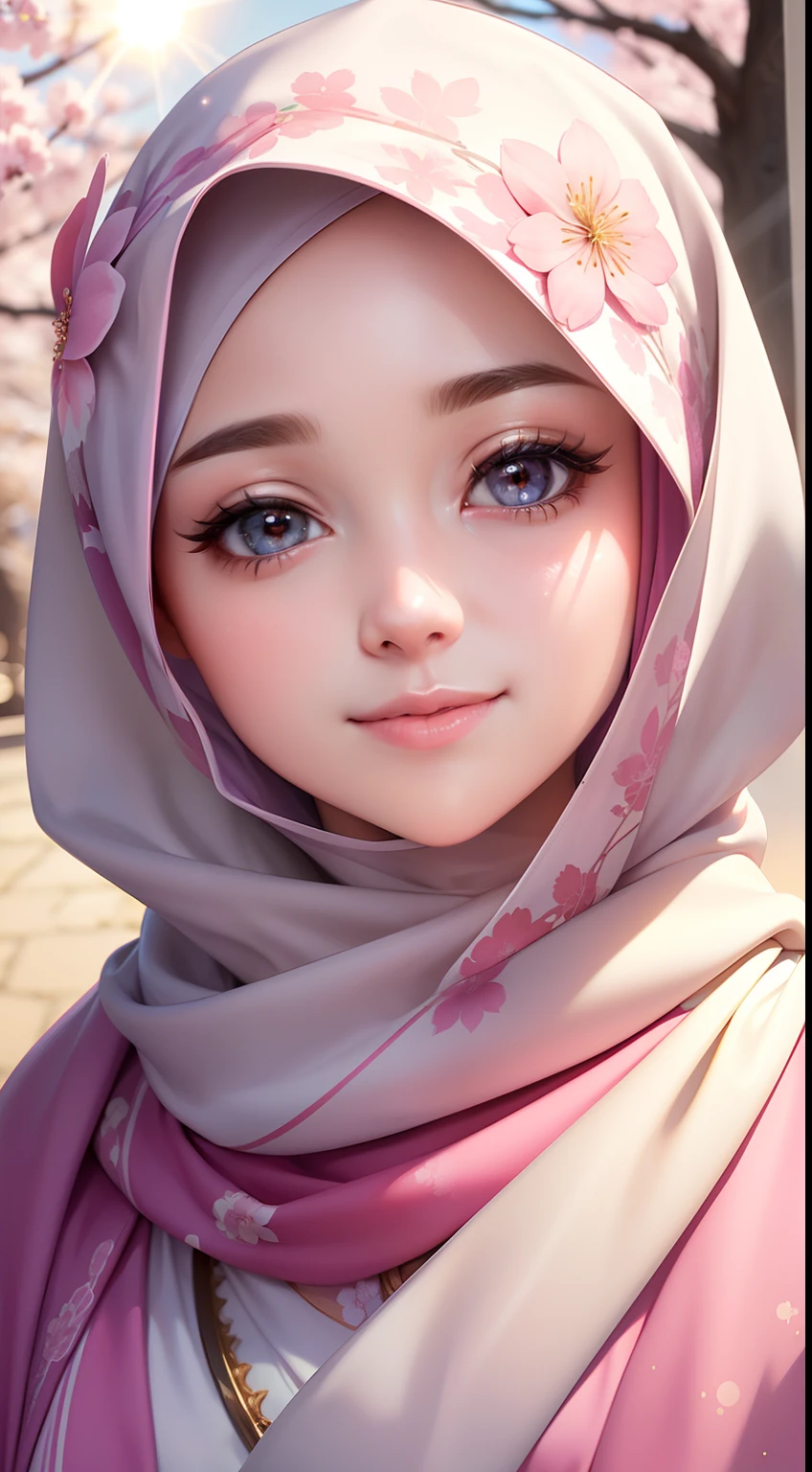 A close up of a woman wearing a hijab and a scarf - SeaArt AI