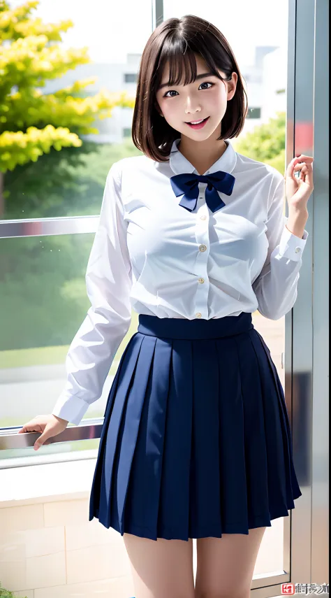 ulzzang -6500-v1.1, (Raw foto:1.2), (Photorealsitic), a beautiful detailed girl, extremely detailed eye and face, Beautiful and big eyes, of the highest quality, [​masterpiece:1.6], [JK school uniform], illustratio, finely detail, Illuminated, 1girl in、17 ...