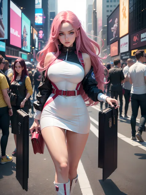 In New York, Time Square, a beautiful woman, 25 years old, Jessie from the Team Rocket Pokémon anime, more specifically part of ...