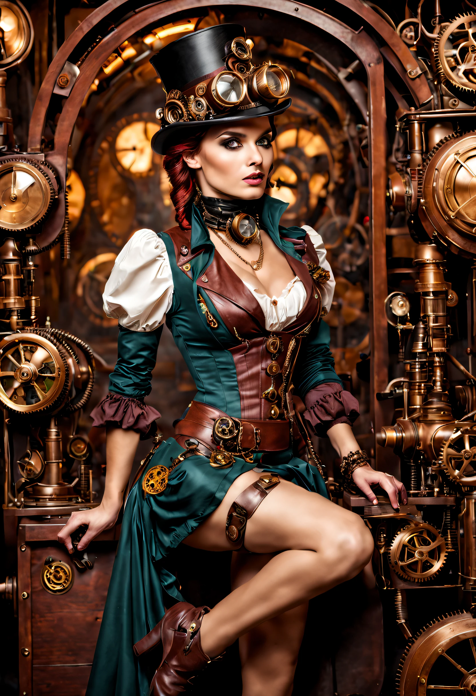 eine schöne Frau im Steampunk-Stil