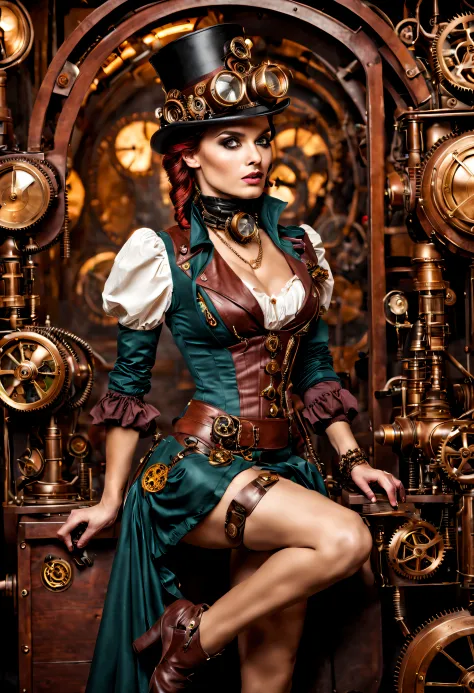 a beautiful woman dressed in steampunk
