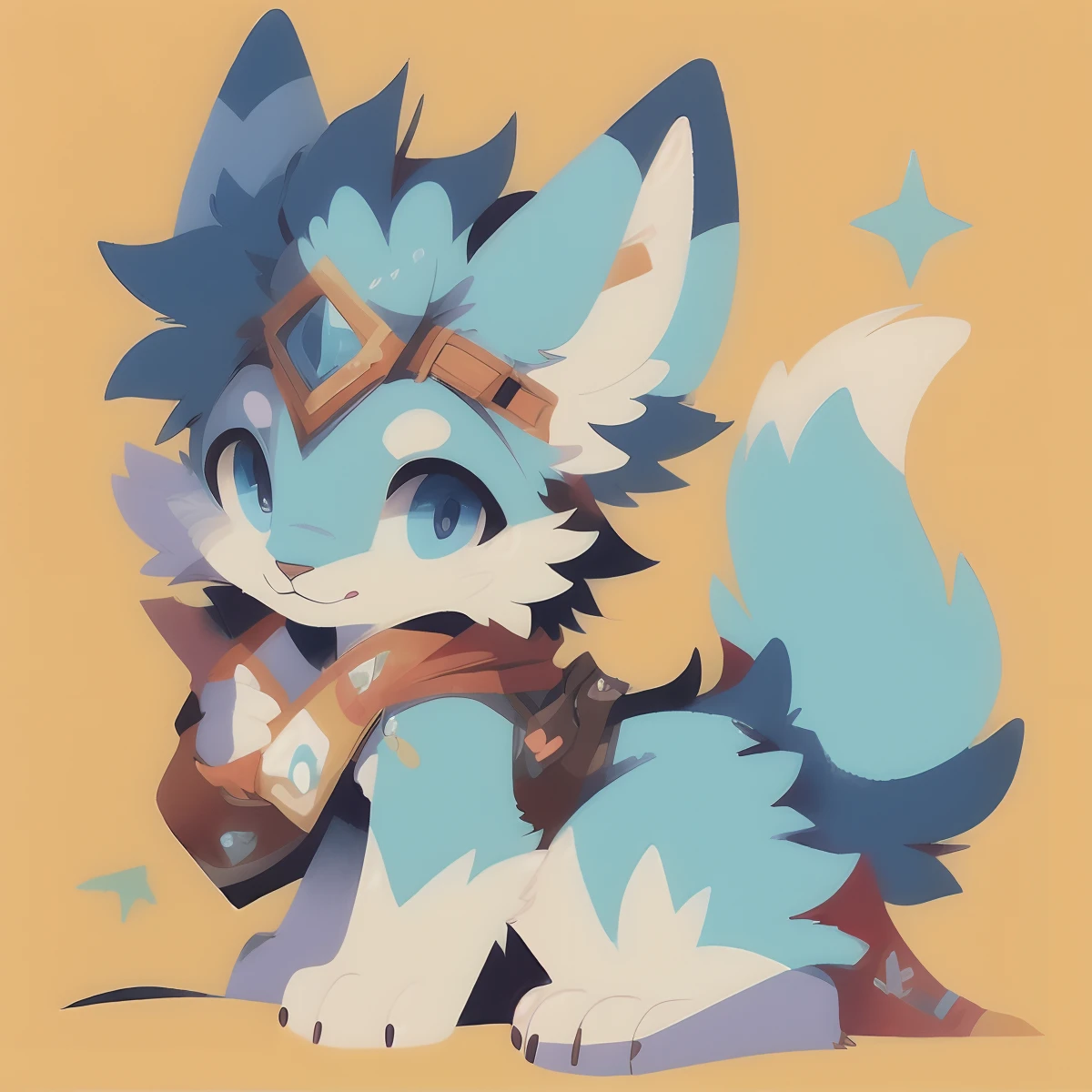 A cartoon cat with a blue tail and blue eyes，fursona!!!!, fursona art, furaffinity fursona, Sora as a cat, fursona commission, furraffinity, cute character, anime cat, tchibi, furry fursona, telegraph stickers, fox from league of legends chibi, Cartoon Cute, lineless