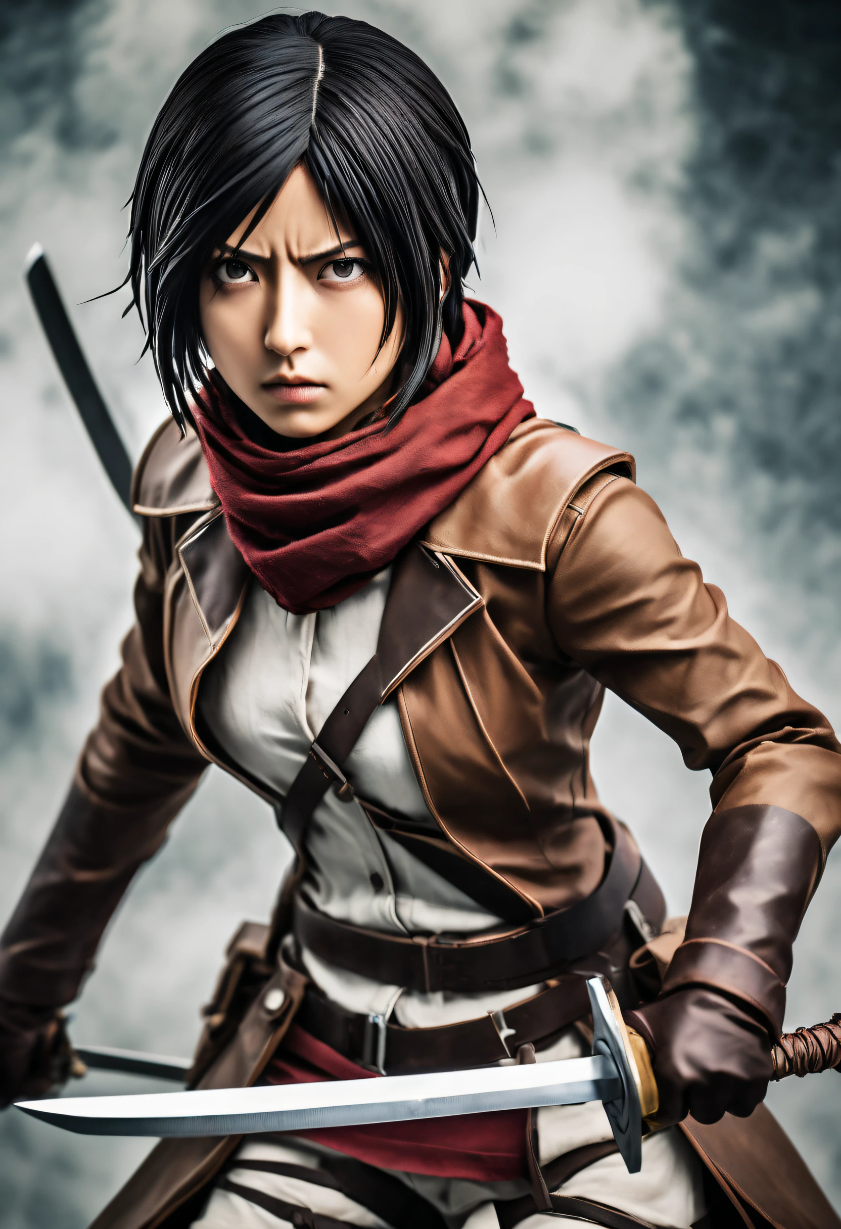 Photography capturing Mikasa, a fierce and determined warrior from the ...