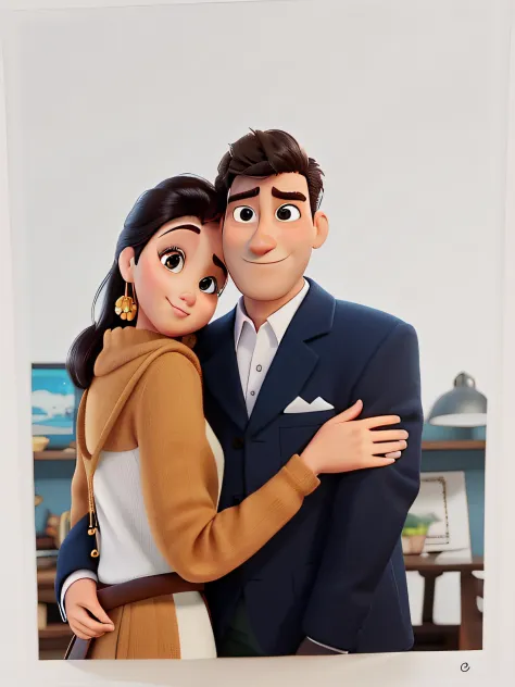 casal no estilo pixar, alta qualidade com muitos detalhes