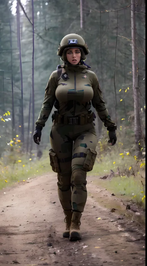 A battalion of sexy women big breasts athletic body in sexy military outfit in a dark forest nsfw