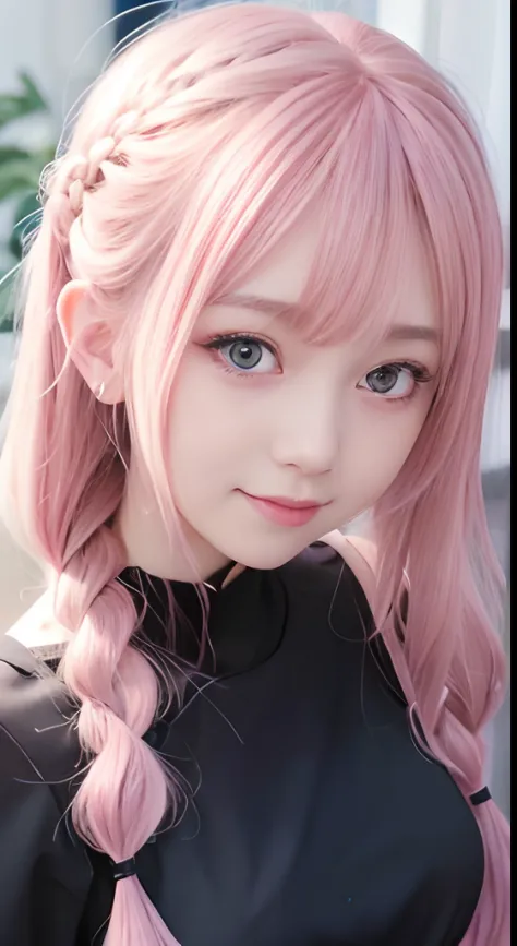 high-level image quality、anime girl with long hair and black dress posing for picture、up close shot、(A smile:1.5)、sayori, Anime visuals of cute girls, anime moe art style, loli in dress, anime girl wearing a black dress, pretty anime girl, (Anime Girl), Cu...