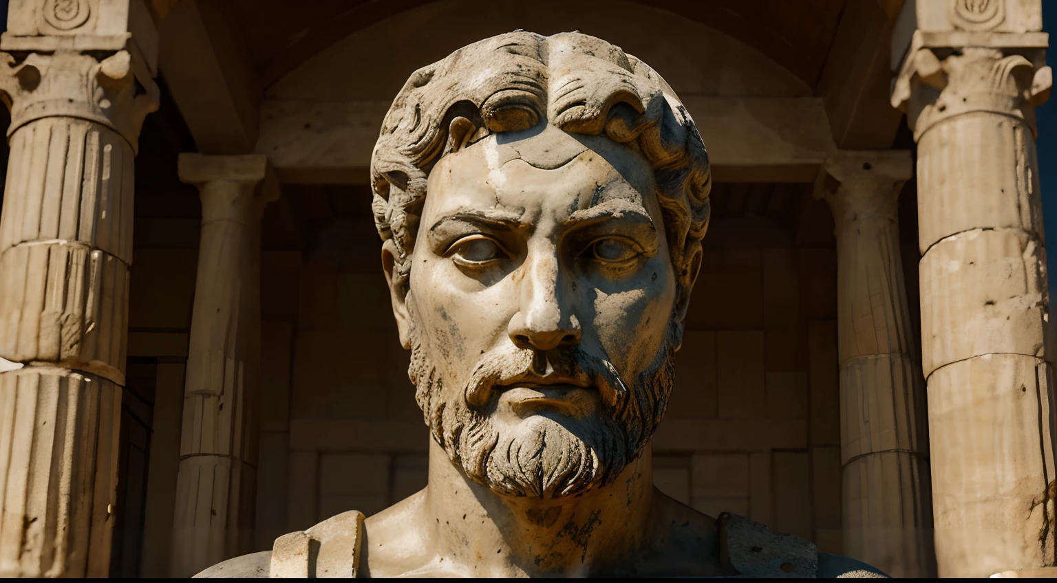 A close up of a statue of a man with a beard SeaArt AI