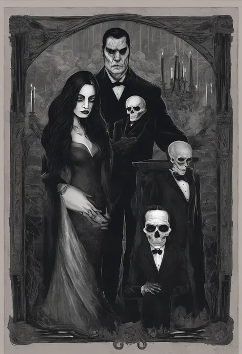 dessin de Morticia et Gomez