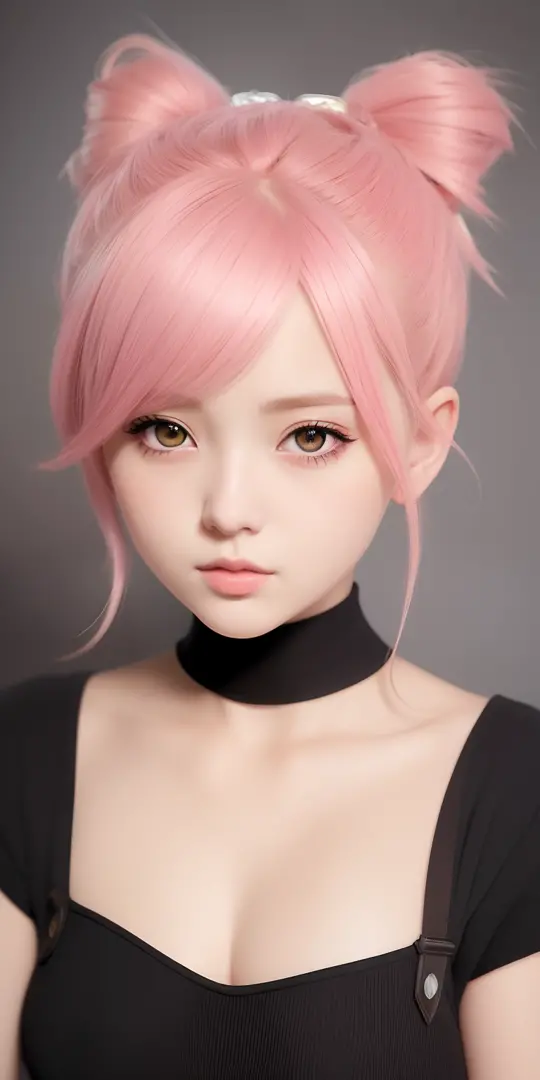 Anime girl with pink hair and a bow in her hair, kawaii retrato realista, Guweiz, portrait of magical young girl, personagem bon...