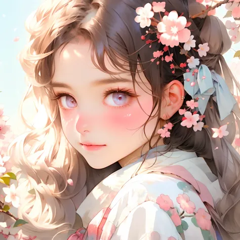 a detailed illustration of a beautiful anime girl with a soft, 
gentle appearance and a heartwarming, cute expression. She shoul...