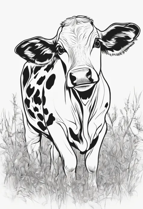 Black outline realistic drawing a head cow Vector Image