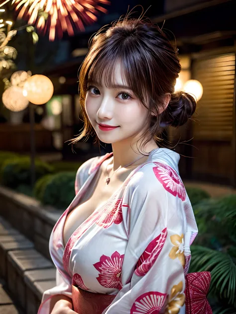 (masutepiece:1.3, Photorealsitic:1.4, 8K), top-quality, ​masterpiece, 超A high resolution, Perfect dynamic composition, Highly detailed skin and facial texture:1.3, A detailed eye, Detailed limbs, Spring Night Fireworks Display, sparklers, 1girl in, Cute se...