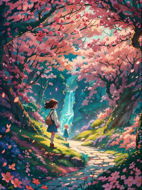 new poster of an anime movie name "dream",a girl with magical powers, enchanted forest, vibrant colors, whimsical creatures, det...