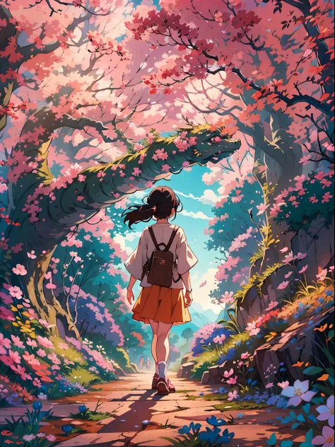 new poster of an anime movie name "dream",a girl with magical powers, enchanted forest, vibrant colors, whimsical creatures, det...