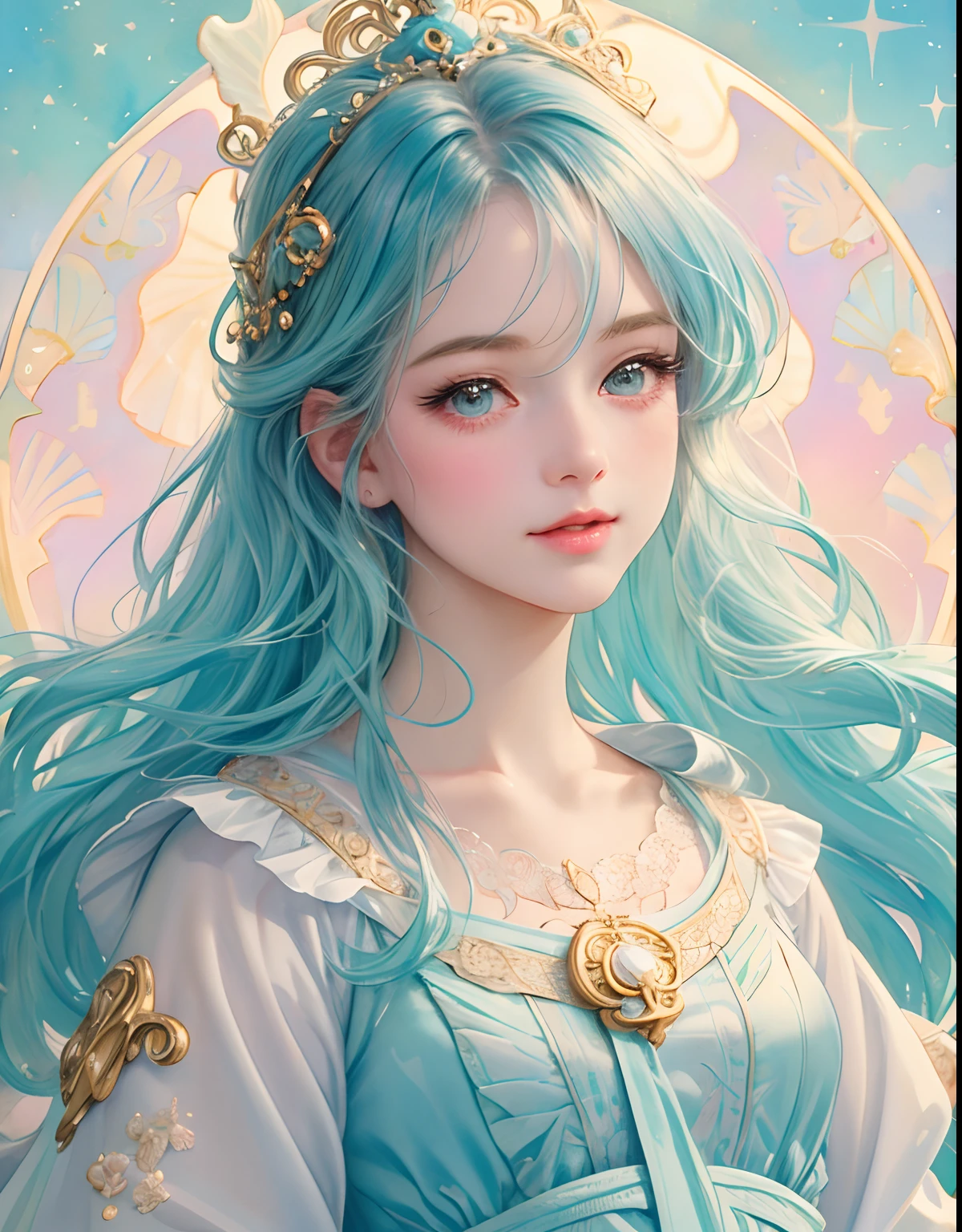 Princess girl with wing, Blue, Pastel, glitter, dramatic, dreamy, pastel, Watercolor, Whimsical, Delicate, seashell crown, Trending on Artstation, Highly detailed, Intricate, Portrait, digital painting, Fantasy theme, Fantasy robes, Fantasy concept art, Fantasy character art, Smug, Teenage girl, perfect body, full body, dreamy, pastel, Watercolor, Whimsical, Delicate, seashell crown, art by loish and lois van baarle, Trending on Artstation, Highly detailed, Intricate, Portrait, digital painting, (Cinematic Photo:1.3) of (Realistic:1.3),(Amusing:1.3) chibi, constellation, (1girl, solo:1.2), (chibi:1.3), eyeliner, eyelashes, looking at viewer, (shiny skin:0.16), (pale skin:0.33), (body blush:0.38), eyes beautiful, anime, realistic, masterpiece, best quality, movie still, cloud girl, floating in the sky, (close-up:1.1), bright, happy, fun, soft lighting,Highly Detailed,(Art Nouveau:1.3),(Baroque Art:1.3),(80s Art:1.3),naturalism,land Art,regionalism,shutterstock contest winner,trending on unsplash,featured on Flickr