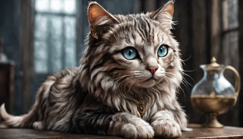 Cute cat, beautidful eyes, without humans, Realisticstyle, high quality rendering, Smooth hair, exquisite detailing, Real cats, ...