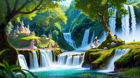 (fairy tale world), castles, floating island waterfalls, all kinds of magical creatures. Beautiful fairies, knights, elves, dwar...