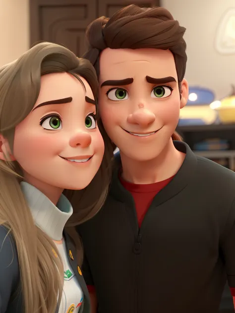 Um garoto e uma mulher estilo disney pixar, alta qualidade, melhor qualidade