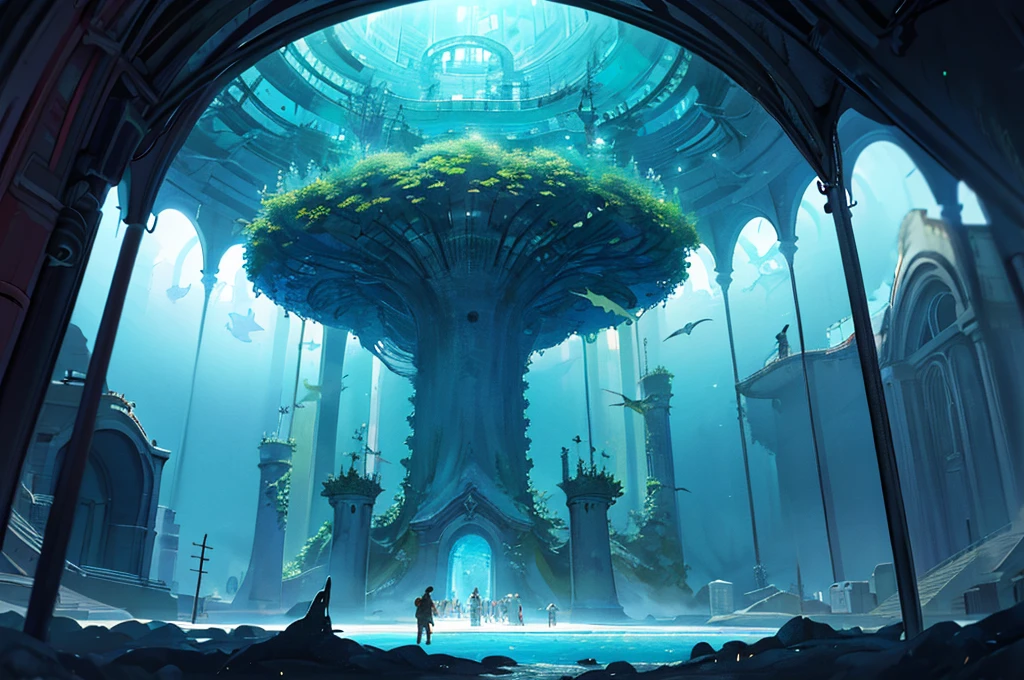 Masterpiece, High Quality, Ocean Forest, City, Fantastic Fantasy, Glowing Plants, Coral Viaduct, (Swarm of Glowing Jellyfish), (Shoal of Fish with Transparent Wings Flying in the Sky), Misty, Extreme Detail, Morning Light, Epic Composition, (Intricate Detail), (Intricate Design, Ultra Detail: 1.2), Art Station, (Masterpiece, Best Quality), Ultra HD, 32k ,castle,relic --v 6