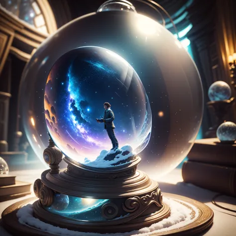 place the galaxy inside a snow globe and in the fentre of that globe places a libre