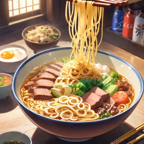 A bowl of beef noodles，Fresh vegetables，The aroma of hard-boiled eggs overflows.，Brown peel is tasty and tasty.，Pepper has a strong flavor.，Yellow bamboo shoots are crispy and tasty.，The fungus has a delicate taste.，Tofu has an excellent final taste.，The n...