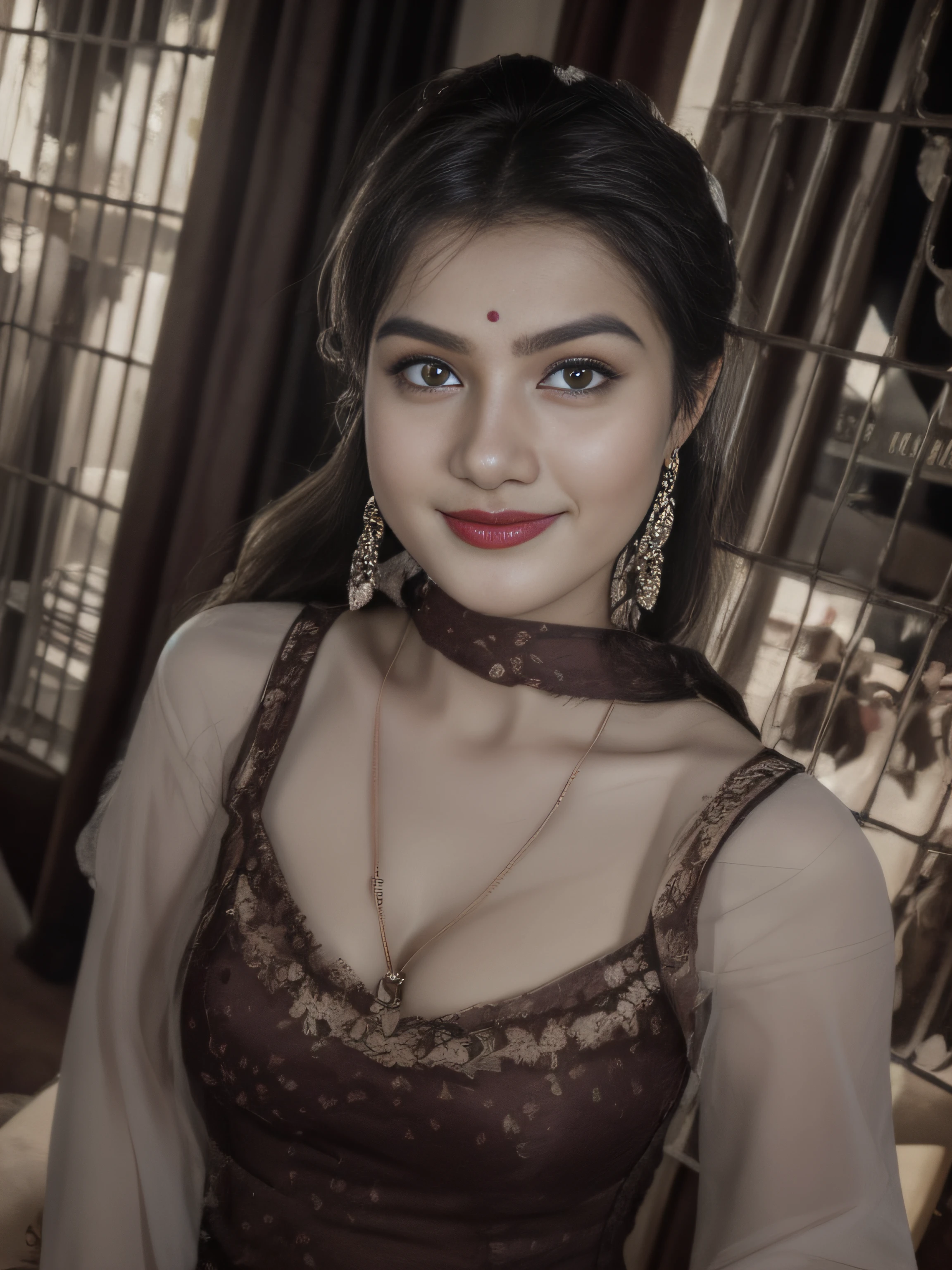 (editorial photograph of a young Indian women in red lips), karla ortiz, (highly detailed face:1.4) (smile:0.7) (backround 5 star hotel , moody, private study:1.3) POV, by lee jeffries, nikon d850, film stock photograph ,4 kodak portra 400 ,camera f1.6 lens ,rich colors ,hyper realistic ,lifelike texture, dramatic lighting , cinestill 800, realistic,  swooping breasts actress, karla ortiz, posing!!, candid picture, by Max Dauthendey,