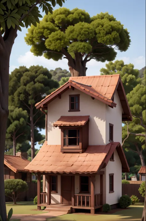 Uma casa , A tree and a child