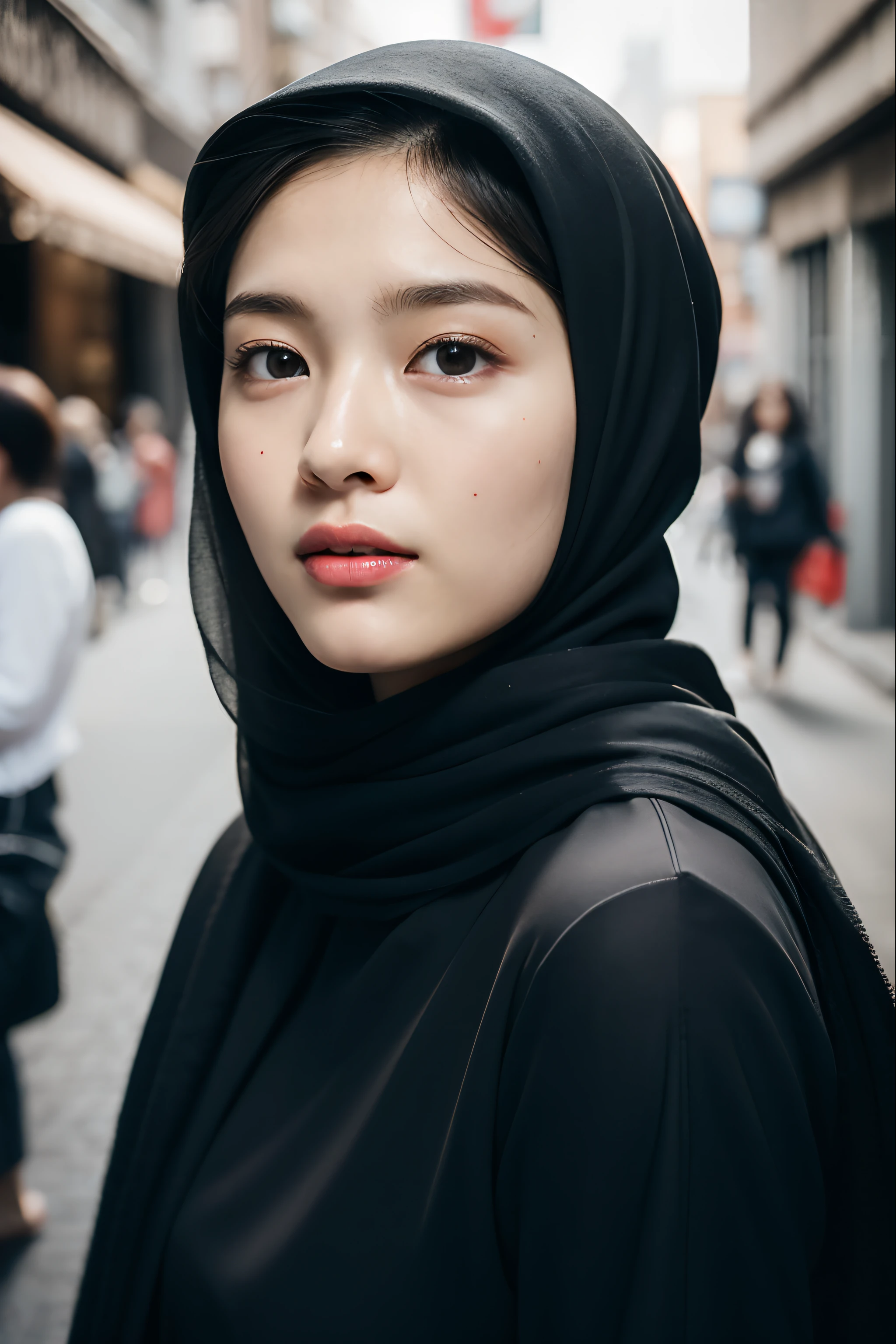 Photo portrait of a beautiful Bandung girl wearing a hijab and dimples ...