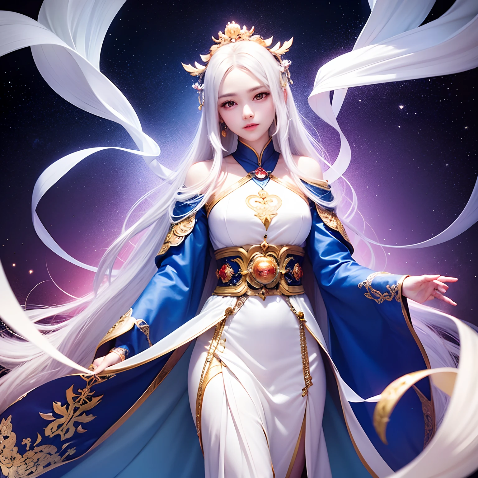 Legend has it that there is an empress in the world，
Long hair and eyes like starlight，
Legend has it that this empress gradually became like a white cloud，
The universe is wonderful, and eternity is in your heart。