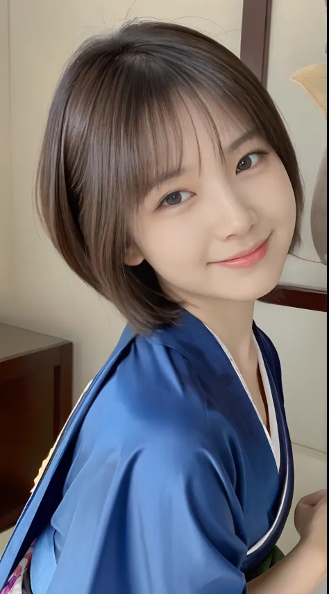 (of the highest quality, 16 K, masutepiece: 1.3)), 1 girl, Sharp Focus: 1.2, Beautiful Women in Perfect Figure: 1.4, Slender Abs: 1.2, (((Short bob hair)), ((Small: 1.4)), ((Beautiful Face Idol: 1.3)), (Transparent fabric kimono 1.5)), Highly detailed face...