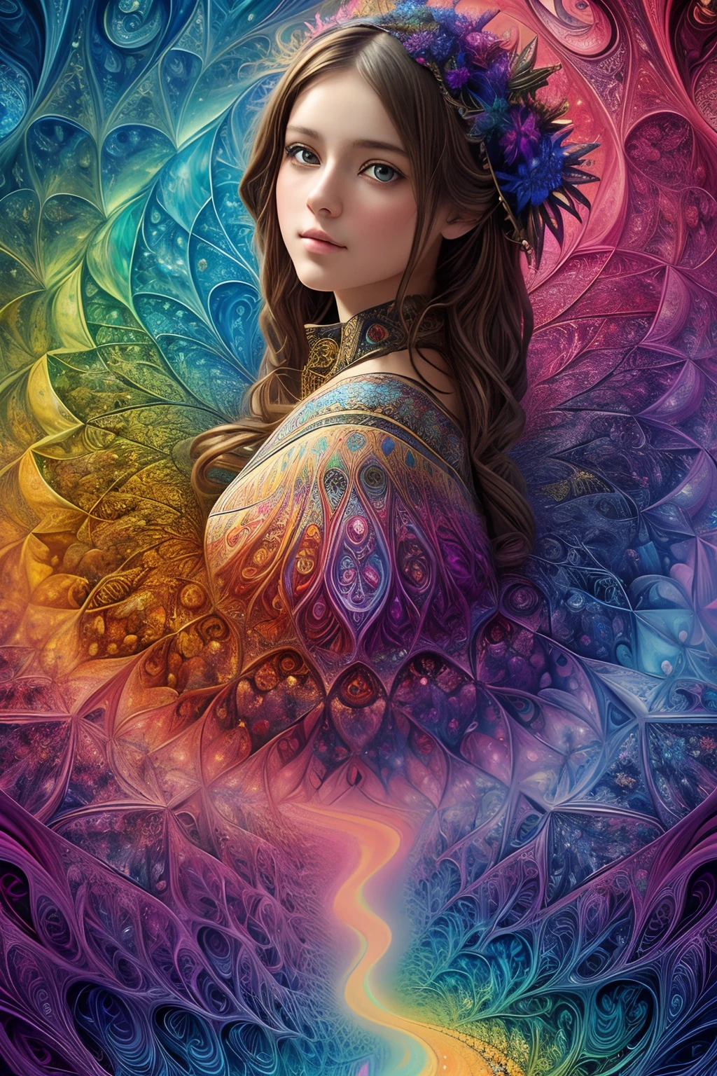 (Masterpiece, Top Quality, Best Quality, official arts, beautiful and aesthetic:1.2), (1girl:1.3), extremely detail,(s fractal art:1.3),Colorful,highest detail