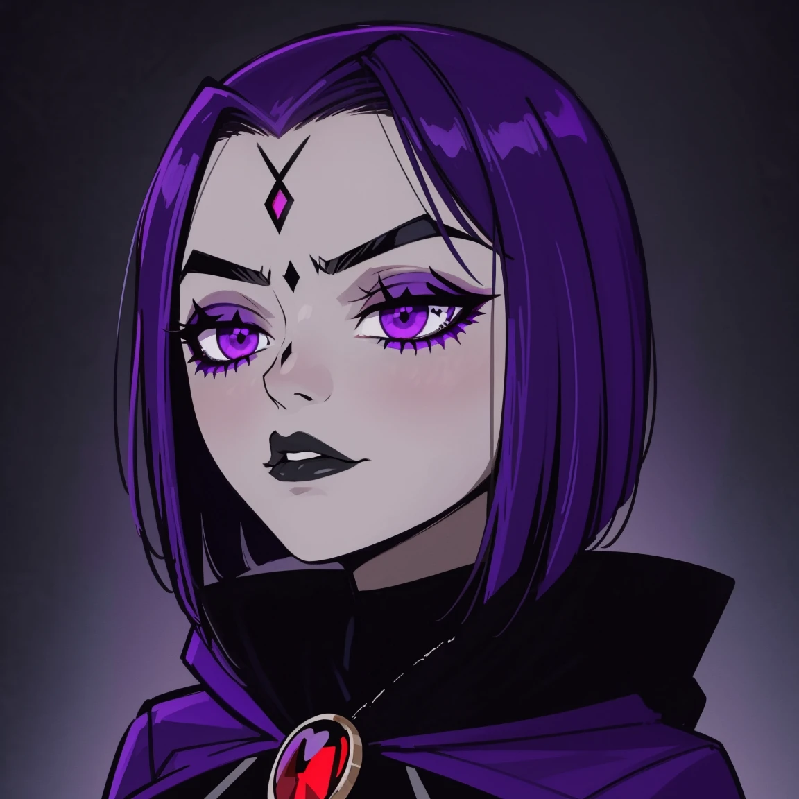 Raven, teen titans, hooded, goth girl, autumn forest background - SeaArt AI