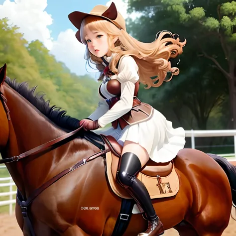 Poor anime girl riding horse