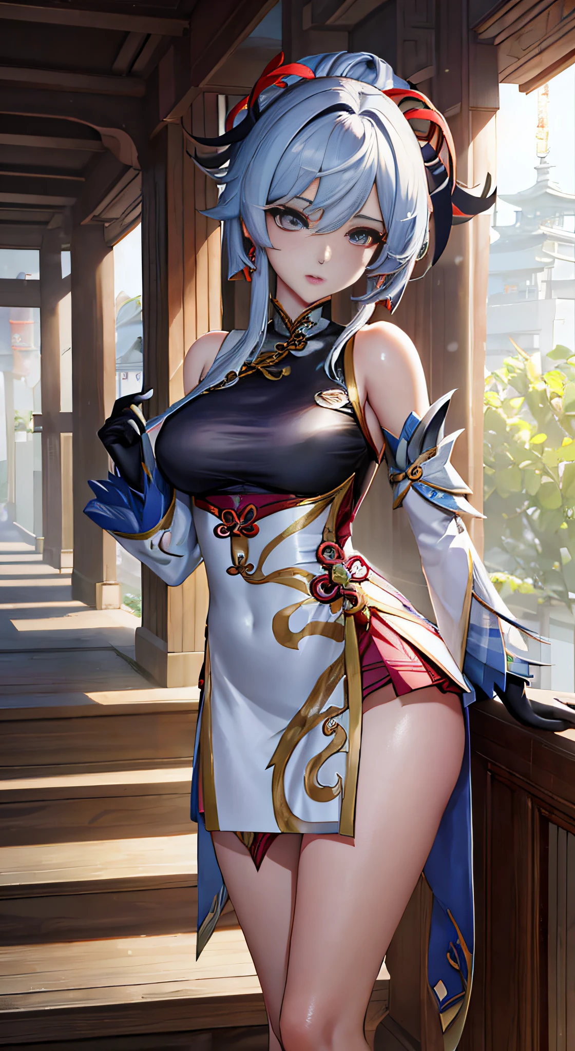 Anime - Stylish woman in short skirt posing for photo, Extremely detailed Artgerm, Keqing from Genshin Impact, Kushatt Krenz Key Art Women, high detailed official artwork, 8K high quality detailed art, Artgerm on ArtStation Pixiv, full-body xianxia, trending on artstation pixiv, white-haired god