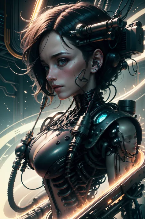 Top Quality, Masterpiece, Ultra High Resolution, ((Photorealistic: 1.4), Raw Photo, 1 cyberpunk Girl, Glossy Skin, 1 Mechanical ...