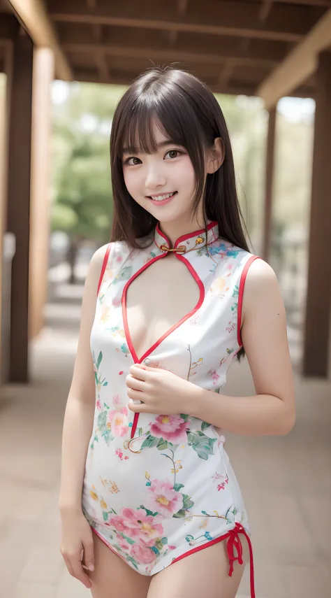 masutepiece, Best Quality, 8K, 18year old, Raw photo, (Cute smile), Solo, Cute face like an idol, Delicate girl, full body Esbian, Thigh close-up、Digital SLR, Looking at Viewer, Candid, Sophisticated,Hide your arms behind your back, Professional Lighting, ...