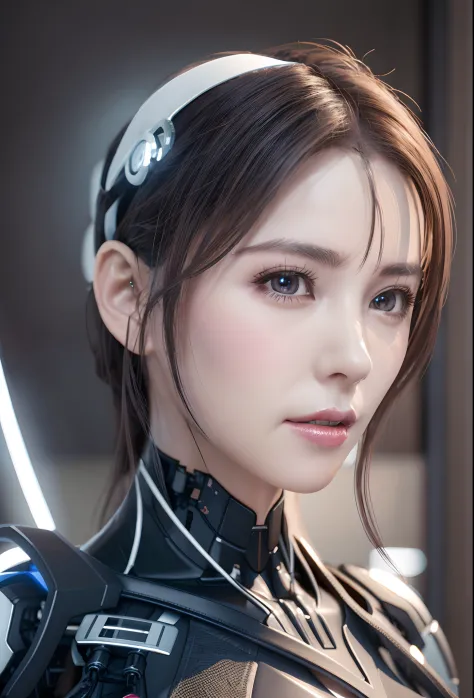 complex 3d render ultra detailed of a beautiful porcelain profile woman android face, cyborg, robotic parts, 150 mm, beautiful s...