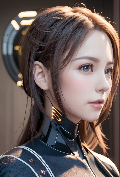 complex 3d render ultra detailed of a beautiful porcelain profile woman android face, cyborg, robotic parts, 150 mm, beautiful s...