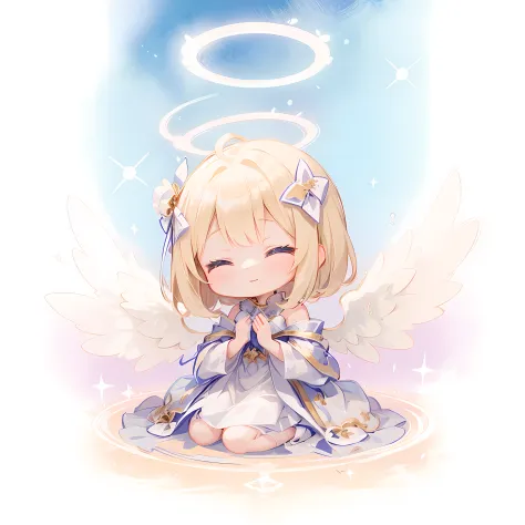 Anime Angel and Halo and Stars in the Sky, angelic halo, Angel Halo, wearing angel halo, Angelic, Angel Girl, of an beautiful an...