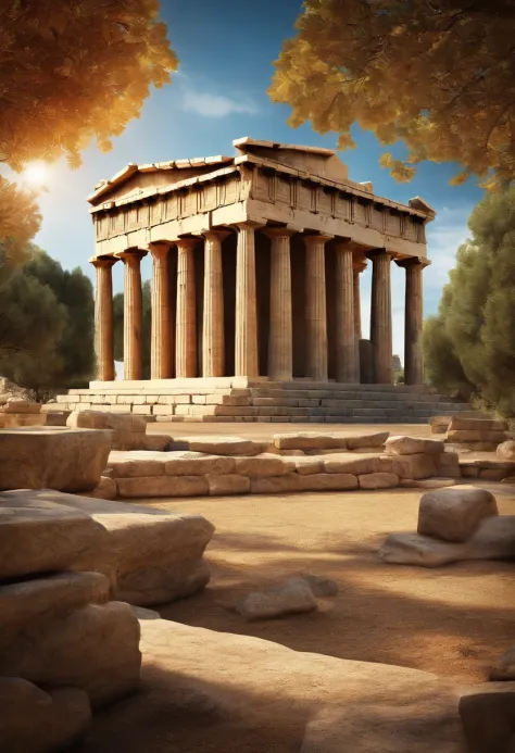 Ancient Greek image with the Temple of Athena as an example